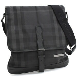 Burberry Crossbody Messenger Shoulder Bag Black Checked Nylon